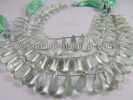 Green Amethyst Faceted Long Drops Shape Beads Green Amethyst Faceted Long Drops Shape Beads